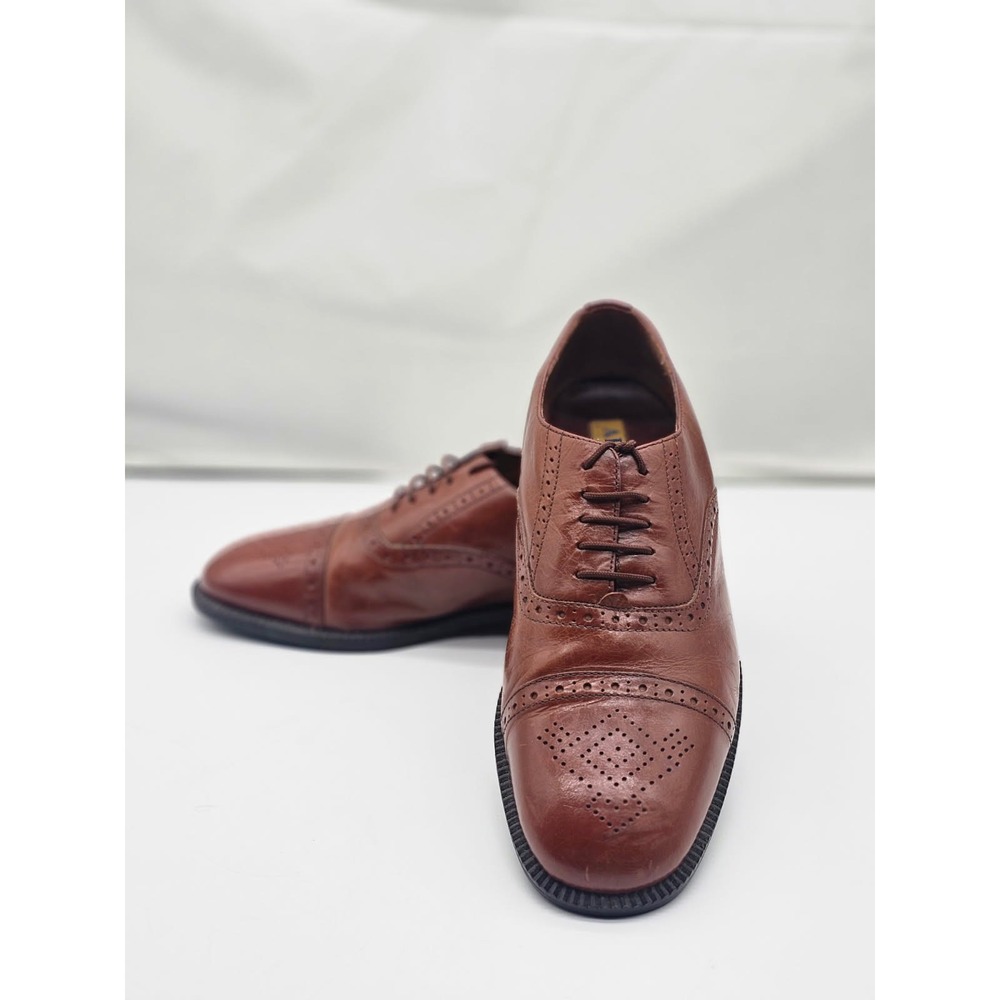 Adolfo Oxford Shoes Men's 9 W Brown Leather Hand Made Italy Brogue Medallion Toe